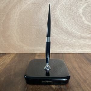 Vintage Sheaffer Desk Pen Holder Black Stone Set w/ Fountain Pen USA Made